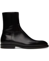 Dries Van Noten - Black Leather Zip-up Boots - Lyst