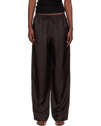 Rohe - Pantalon Ample Brun En Soie - Lyst