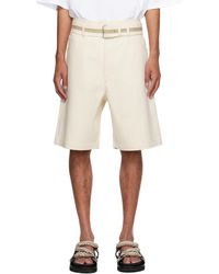 Jil Sander - Off-white Belted Denim Shorts - Lyst