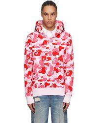 A Bathing Ape - Pull À Capuche À Demi-Glissière Rose À Motif Camouflage Abc Et À Requin Emblématique - Lyst