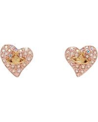 Vivienne Westwood - Rose Tiny Diamante Heart Earrings - Lyst