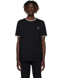 Fred Perry - F perry t-shirt noir à garnitures à rayures - Lyst