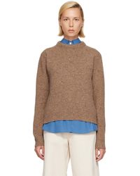 Rohe - Tan Fitted Mouliné Crewneck Sweater - Lyst