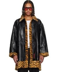 Martine Rose - Tan Leopard Reversible Leather Coat - Lyst