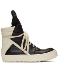 Rick Owens Baskets noires et blanc casse Geobasket