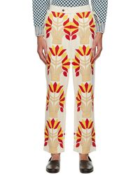 Bode - Off- White Foliage Trousers - Lyst