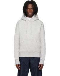 Ami Paris - Pull À Capuche Gris En Coton À Logo Ami De Cœur Gaufré - Lyst