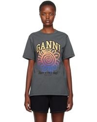 Ganni - T-shirt Relaxed Flower en coton biologique - Lyst