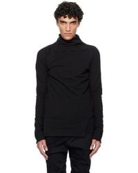Julius - Pull Molletonné Noir À Col Montant Et À Ourlet Incurvé - Lyst