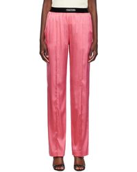 Tom Ford - Pantalon de pyjama rose en satin extensible de soie - Lyst