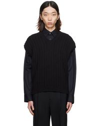 WOOYOUNGMI - Black V-neck Vest - Lyst