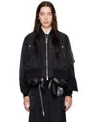 sacaiサカイ★フェイクファーナイロンツイル ボンバージャケット Sacai フェイクファー&ナイロンツイル ボンバージャケット