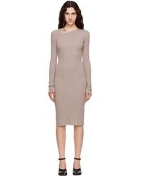 MM6 by Maison Margiela - Taupe Ribbed Midi Dress - Lyst