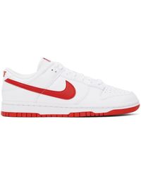 Nike - White & Red Dunk Retro Low Sneakers - Lyst