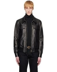 Tom Ford - ブラック Nappa Grain Collar レザージャケット - Lyst
