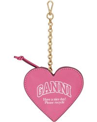 Ganni - Pink Funny Heart Zipped Coin Purse - Lyst