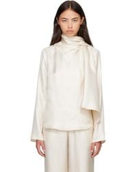 Loulou de Saison - Off- Gala Silk Twill Scarf Blouse - Lyst
