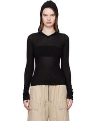 Rick Owens - Temple Cropped Rib Ls Hoodie - Lyst
