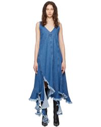 Marques'Almeida - Marques Almeida Blue Frayed Denim Midi Dress - Lyst
