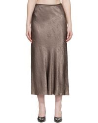 Maison Margiela - Taupe Satin Midi Skirt - Lyst