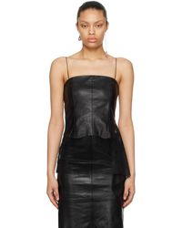 Helmut Lang - Black Paneled Leather Tank Top - Lyst