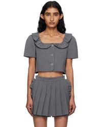 Pushbutton - Frilled Neck Cropped Top - Lyst