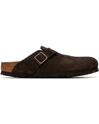 Birkenstock - Narrow Boston Soft Footbed Suede Leather Loafers - Lyst