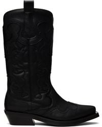 Ganni - Mid Shaft Embroidered Western Boots - Lyst