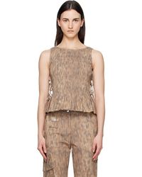 Ganni - Printed Stretch Smock Top - Lyst