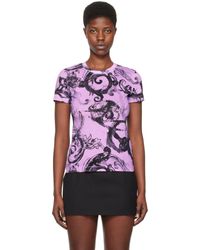 Versace - T-shirt mauve à motif watercolor couture - Lyst