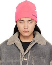 Acne Studios - Pink Embroidered Logo Beanie - Lyst