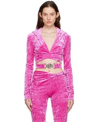 Versace - Pull à capuche écourté rose à méduse biggie - Lyst