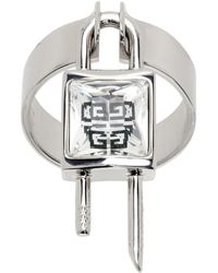 Givenchy - Silver Mini Lock Ring - Lyst