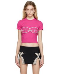 Area - Ssense Exclusive Crystal Bustier T-shirt - Lyst