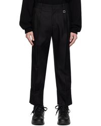 WOOYOUNGMI - Black Turn-up Trousers - Lyst