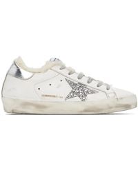 Golden Goose - Ssense Exclusive White & Silver Super-star Shearling Sneakers - Lyst