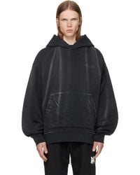 Amiri - Pull À Capuche Surdimensionné Noir À Logos Et À Effet Rétro - Lyst