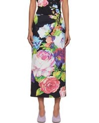 Moschino - Printed Stretch Cotton Midi Skirt - Lyst