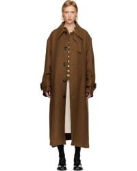 Ami Paris - Tan Wool Belted Mac Coat - Lyst