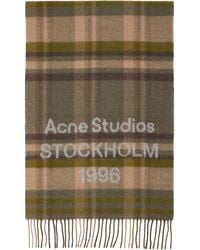 Acne Studios - Khaki & Wide Check Logo Scarf - Lyst