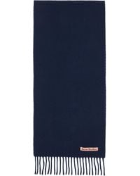 Acne Studios - ネイビー フリンジ ウール スキニー マフラー - Lyst