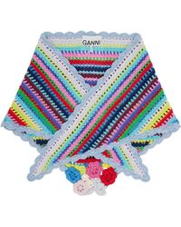 Ganni - Striped Crochet Scarf - Lyst