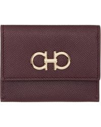 Ferragamo - Burgundy Gancini Credit Card Holder - Lyst