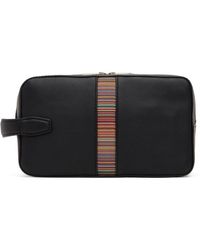 Paul Smith - Black Leather Signature Stripe Wash Pouch - Lyst