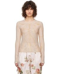 OPEN YY - Ribbon Print Mesh Long Sleeve T-Shirt - Lyst