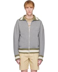 Maison Kitsuné - グレー バーシティ ジップアップ ボンバージャケット - Lyst