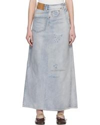 MM6 by Maison Margiela - Distressed Denim Maxi Skirt - Lyst