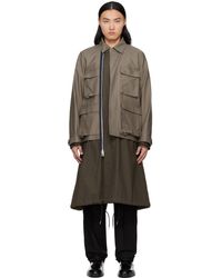 Sacai - Taupe & Khaki Wtaps Edition Cotton Back Satin Coat - Lyst