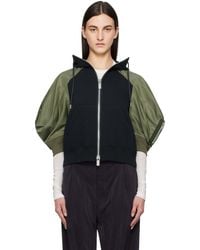 Sacai - Khaki Sponge Sweat X Nylon Twill Hoodie - Lyst