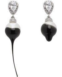 OTTOLINGER - Silver & Black Pearl Drop Earrrings - Lyst